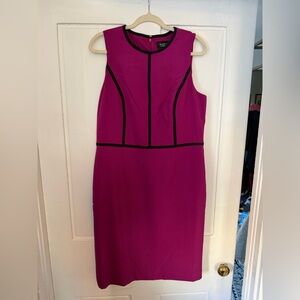 Evan Picone Fuchsia Midi Dress with Black Trim